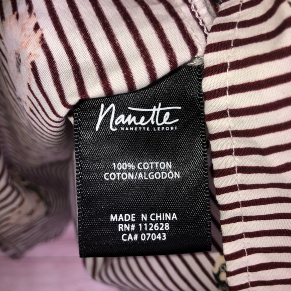 Nanette Lepore Striped Cotton Floral Birds Blouse - Picture 8 of 8